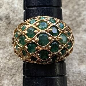 Ross Simons Dome Ring Sz 5 Gold Vermeil over Sterling Silver & Natural Emeralds